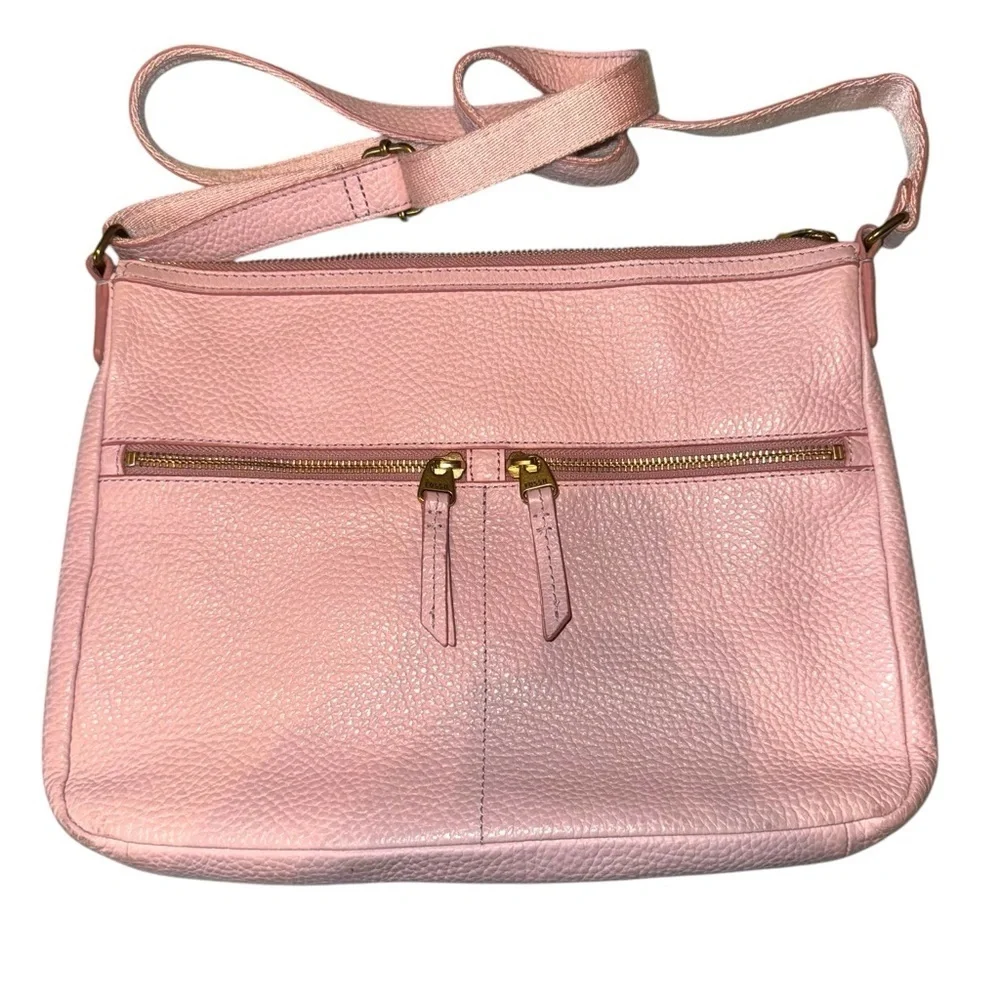 FOSSIL Elise Large Crossbody in Dusty Rose Pebbled Leather LIKE NEW